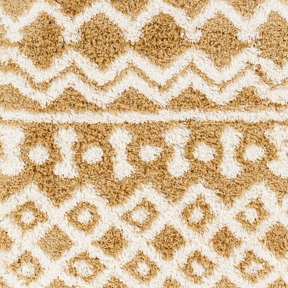 Nour Shaggy Geometric Plush Pile Camel Rug - Image 2