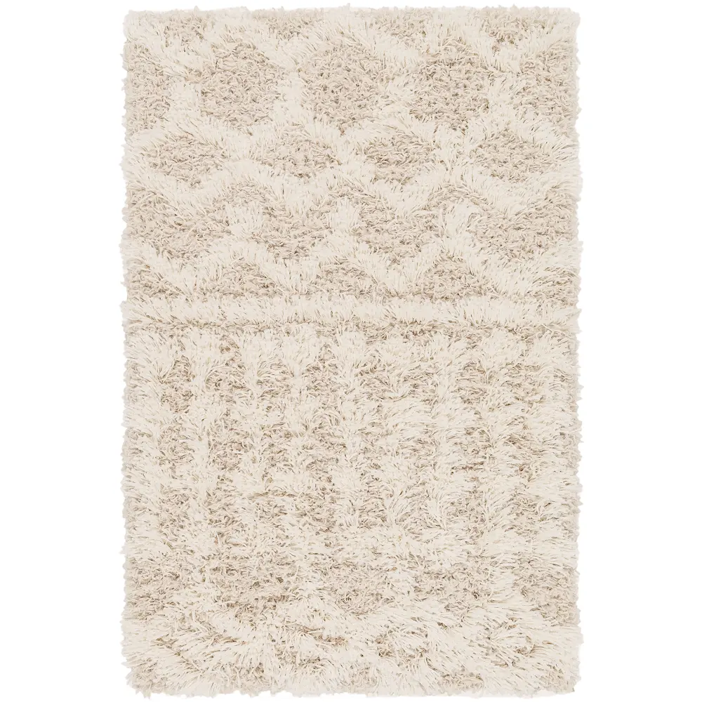 Nour Shaggy Geometric Plush Pile Cream Beige Rug - Image 12