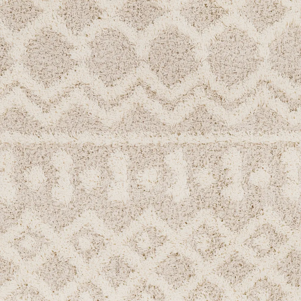 Nour Shaggy Geometric Plush Pile Cream Beige Rug - Image 14