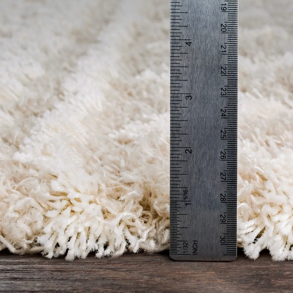 Nour Shaggy Geometric Plush Pile Cream Beige Rug - Image 4