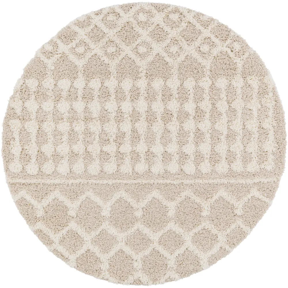 Nour Shaggy Geometric Plush Pile Cream Beige Rug - Image 6