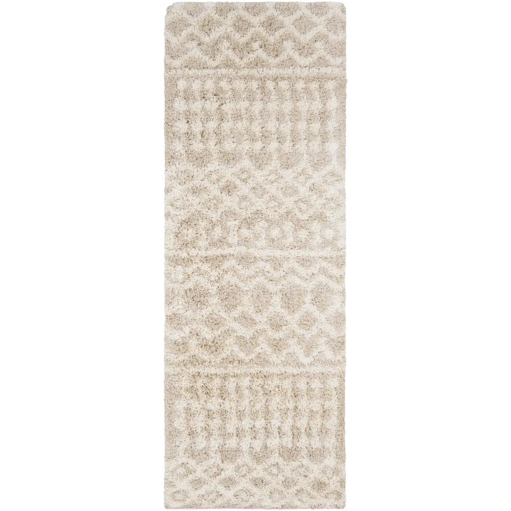 Nour Shaggy Geometric Plush Pile Cream Beige Rug - Image 8