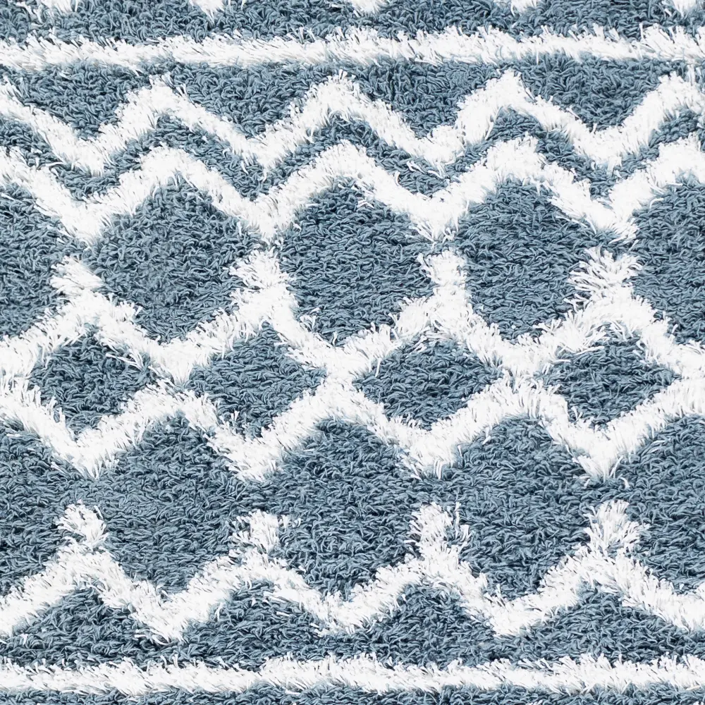 Nour Shaggy Geometric Plush Pile Denim Rug - Image 2