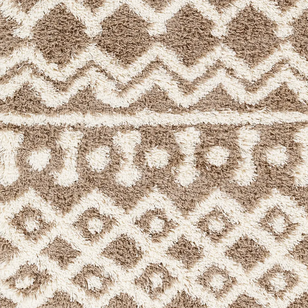 Nour Shaggy Geometric Plush Pile Taupe Rug - Image 5