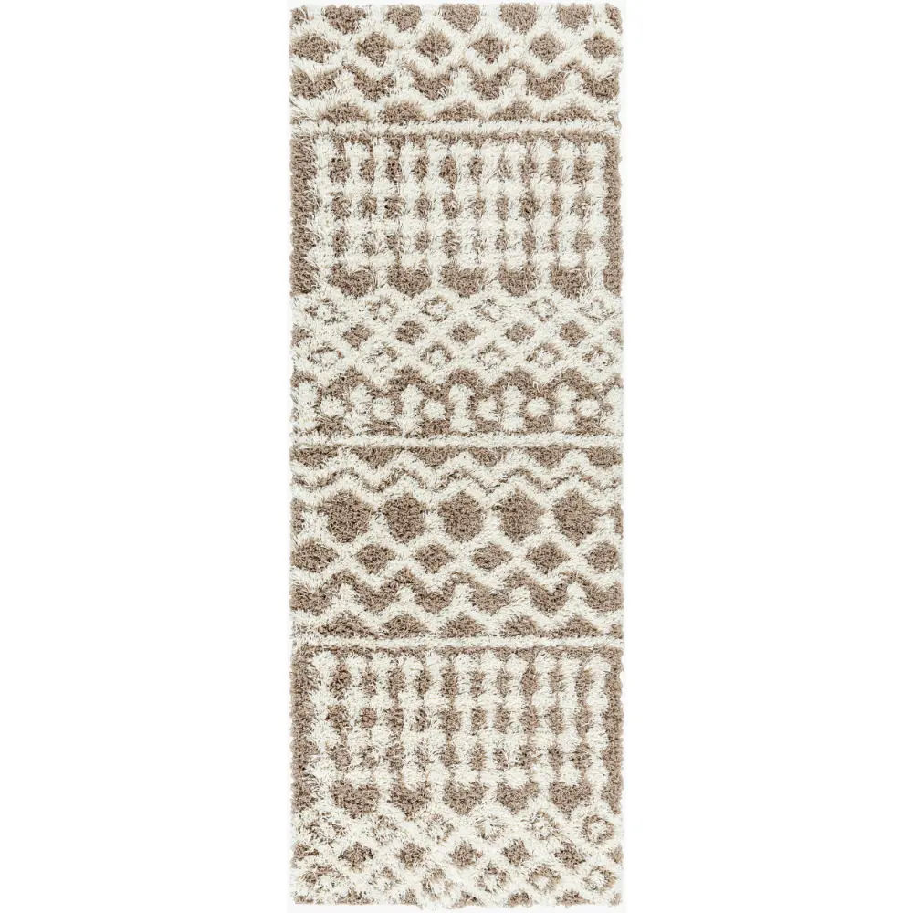 Nour Shaggy Geometric Plush Pile Taupe Rug - Image 9