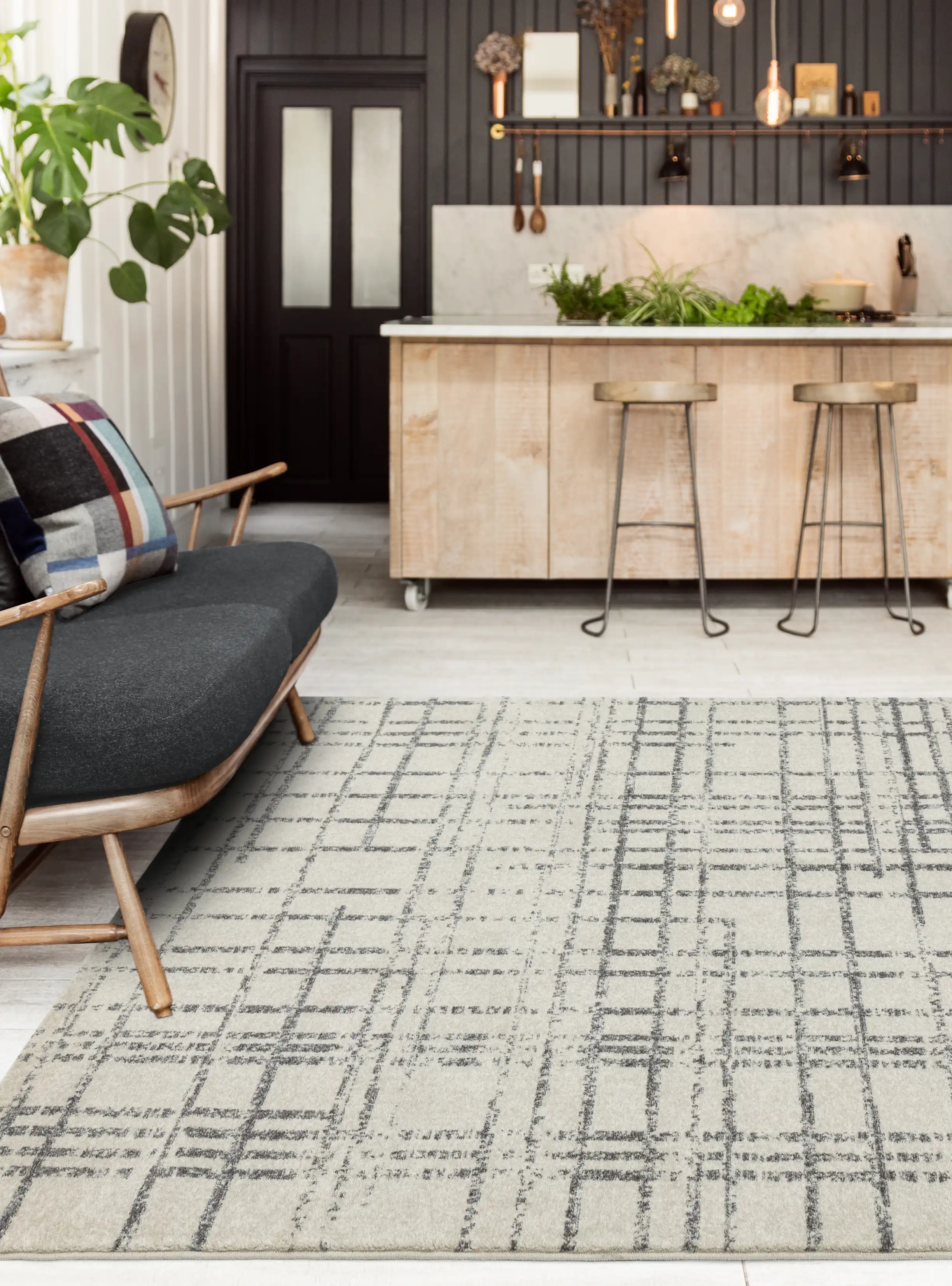 Nova NV31 Grid Grey Rug - Image 2
