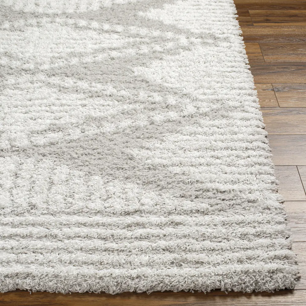Nuria Shaggy Modern Plush Pile Light Grey Rug - Image 2