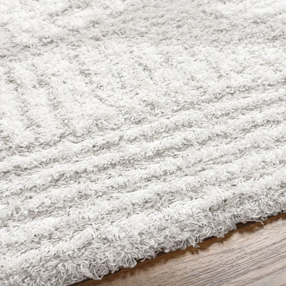 Nuria Shaggy Modern Plush Pile Light Grey Rug - Image 5