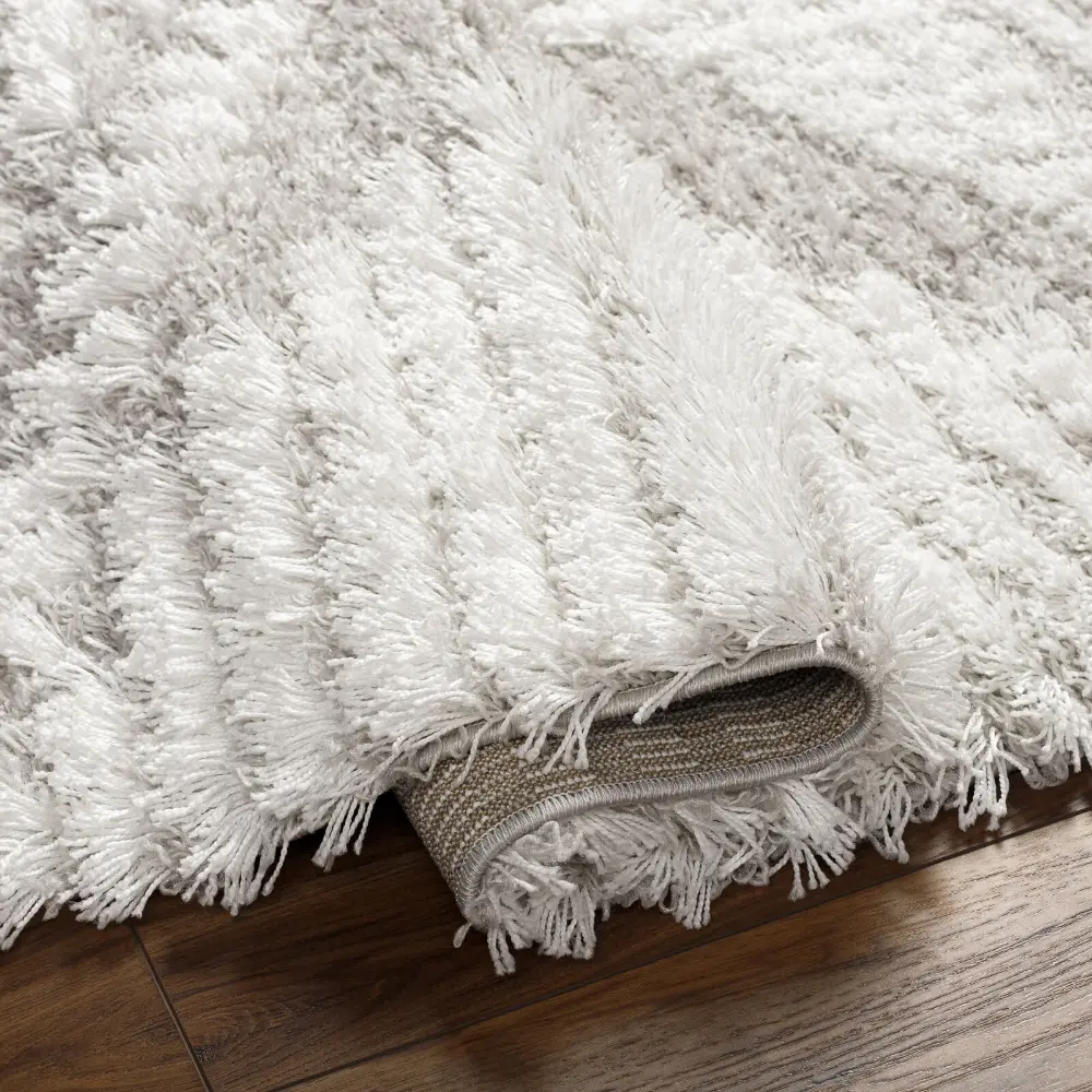 Nuria Shaggy Modern Plush Pile Light Grey Rug - Image 7