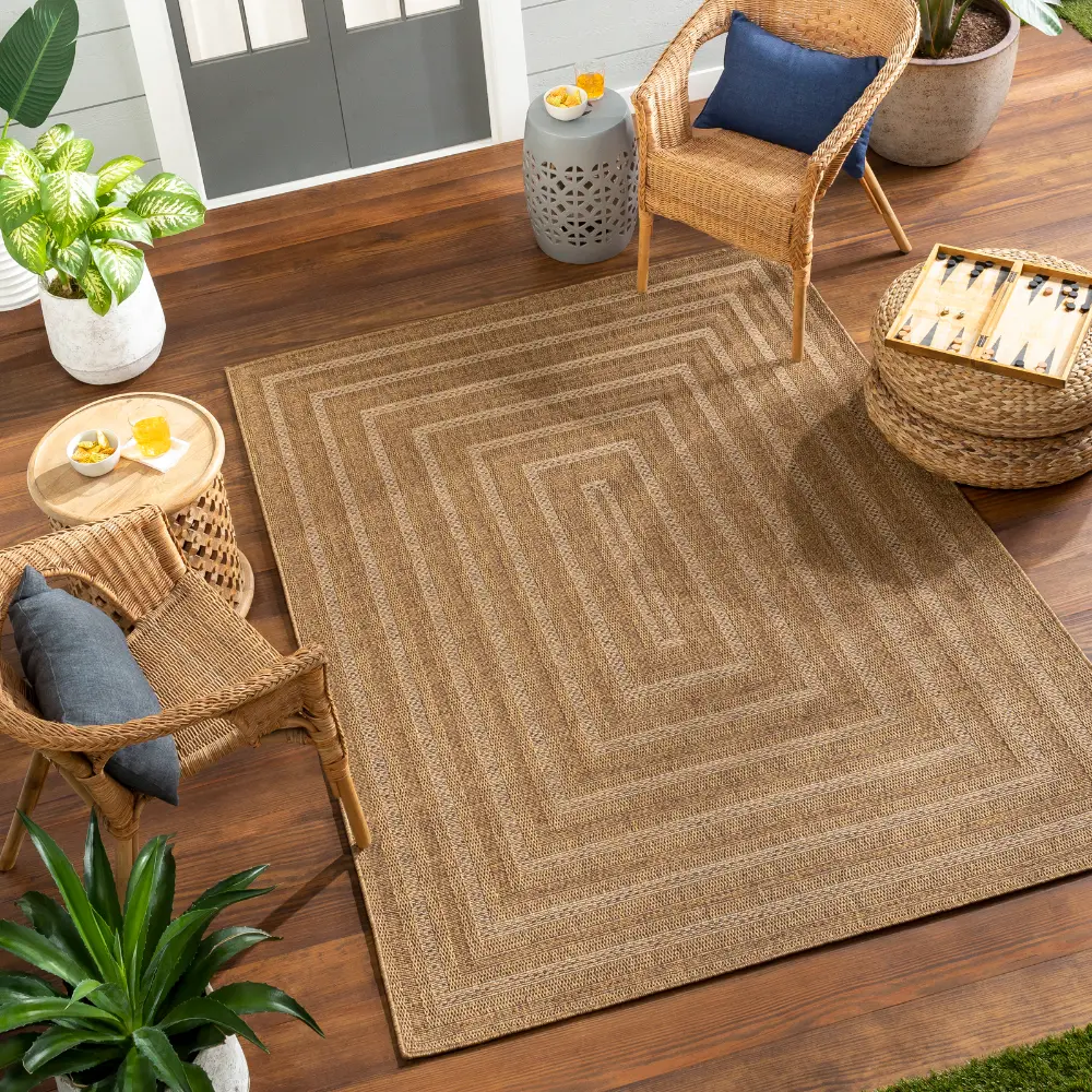 Nymphi In- & Outdoor Jute-Look Brown/Tan Rug - Image 3