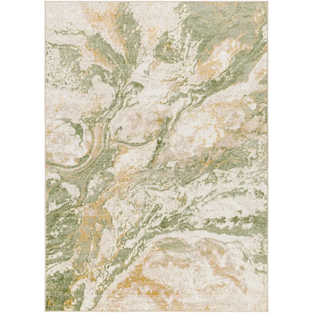 Octavia Abstract Modern Marble Moss Green Rug - Image 5