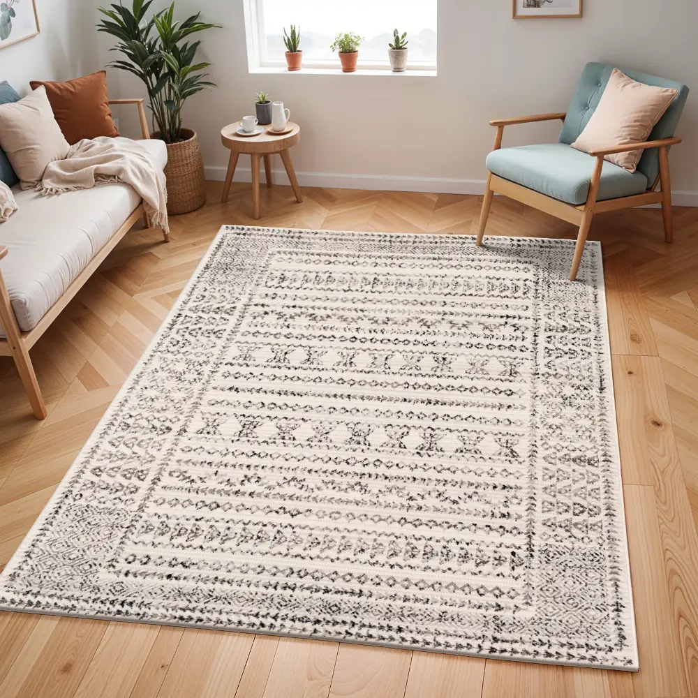 Olimpia Scandi Geometric Light Grey Rug - Image 9