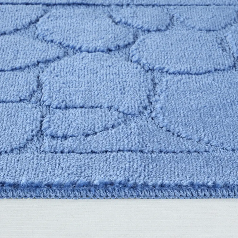 Olive 2-Piece Machine Washable Non-Slip Blue Bathroom Rug Set - Image 5