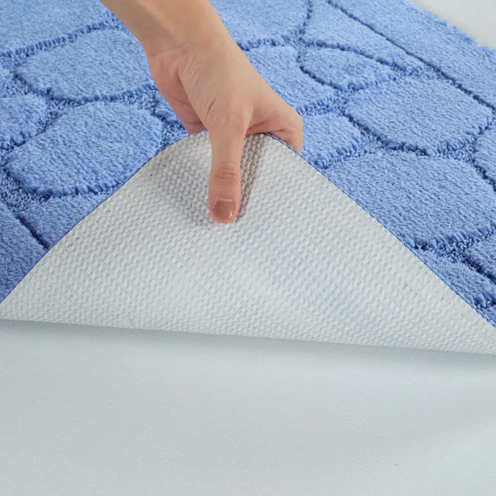 Olive 2-Piece Machine Washable Non-Slip Blue Bathroom Rug Set - Image 7