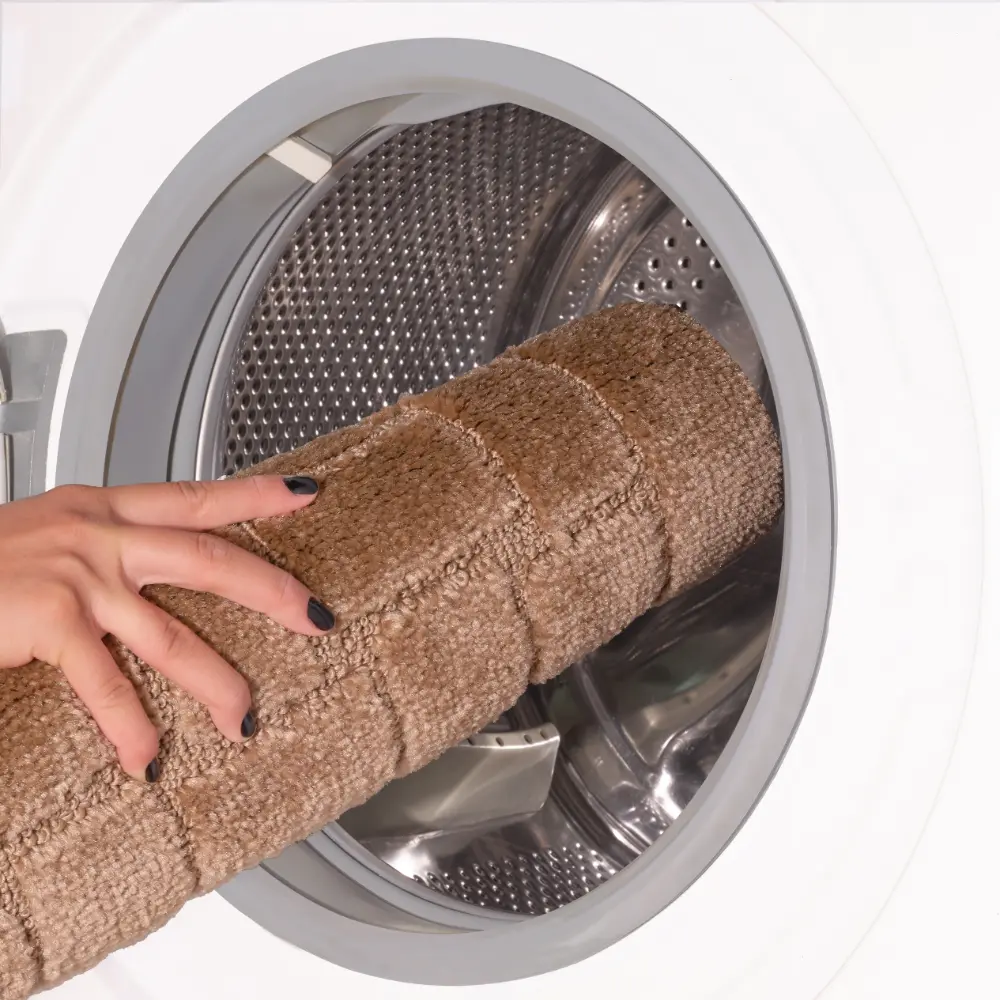 Olive 2-Piece Machine Washable Non-Slip Brown Bathroom Rug Set - Image 5