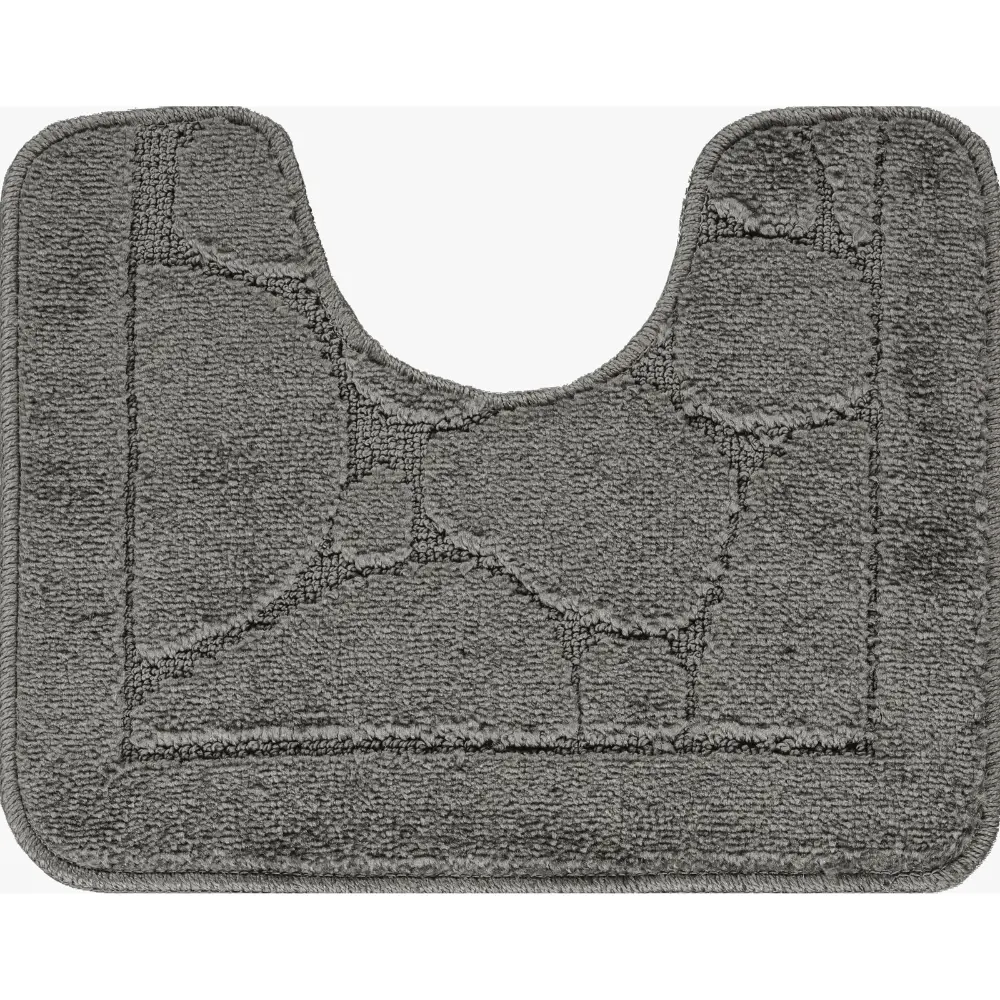 Olive 2-Piece Machine Washable Non-Slip Dark Grey Bathroom Rug Set - Image 4