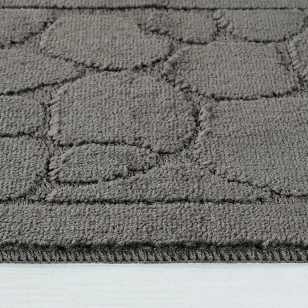 Olive 2-Piece Machine Washable Non-Slip Dark Grey Bathroom Rug Set - Image 5