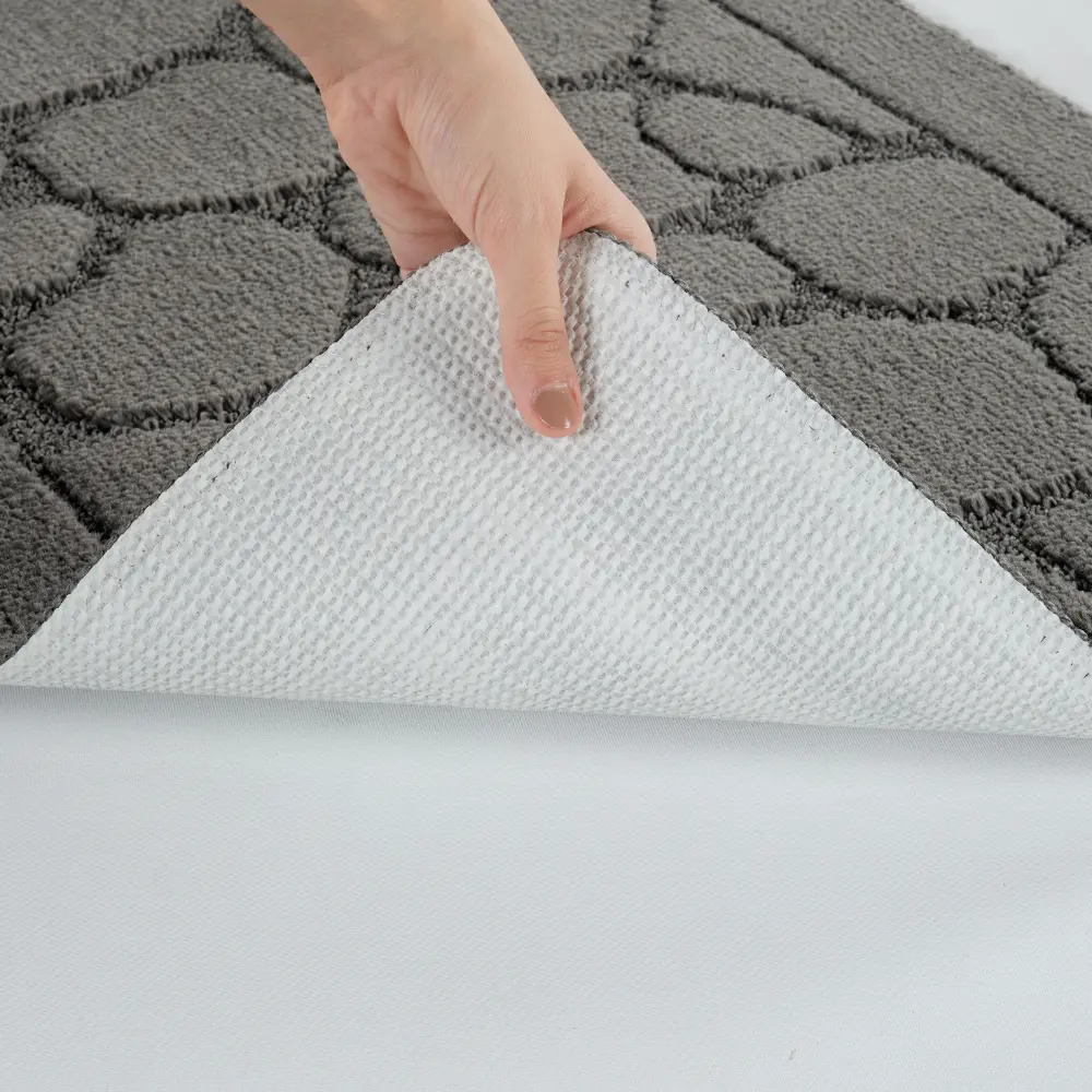 Olive 2-Piece Machine Washable Non-Slip Dark Grey Bathroom Rug Set - Image 6