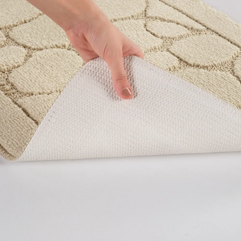 Olive 2-Piece Machine Washable Non-Slip Light Beige Bathroom Rug Set - Image 2