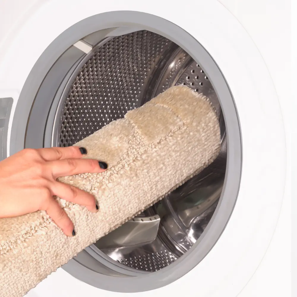 Olive 2-Piece Machine Washable Non-Slip Light Beige Bathroom Rug Set - Image 4