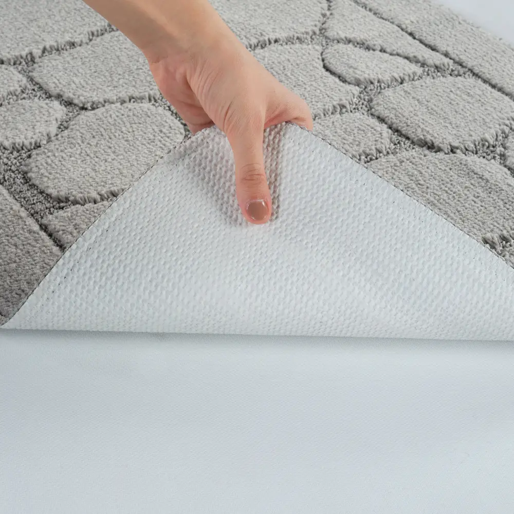 Olive 2-Piece Machine Washable Non-Slip Light Grey Bathroom Rug Set - Image 4