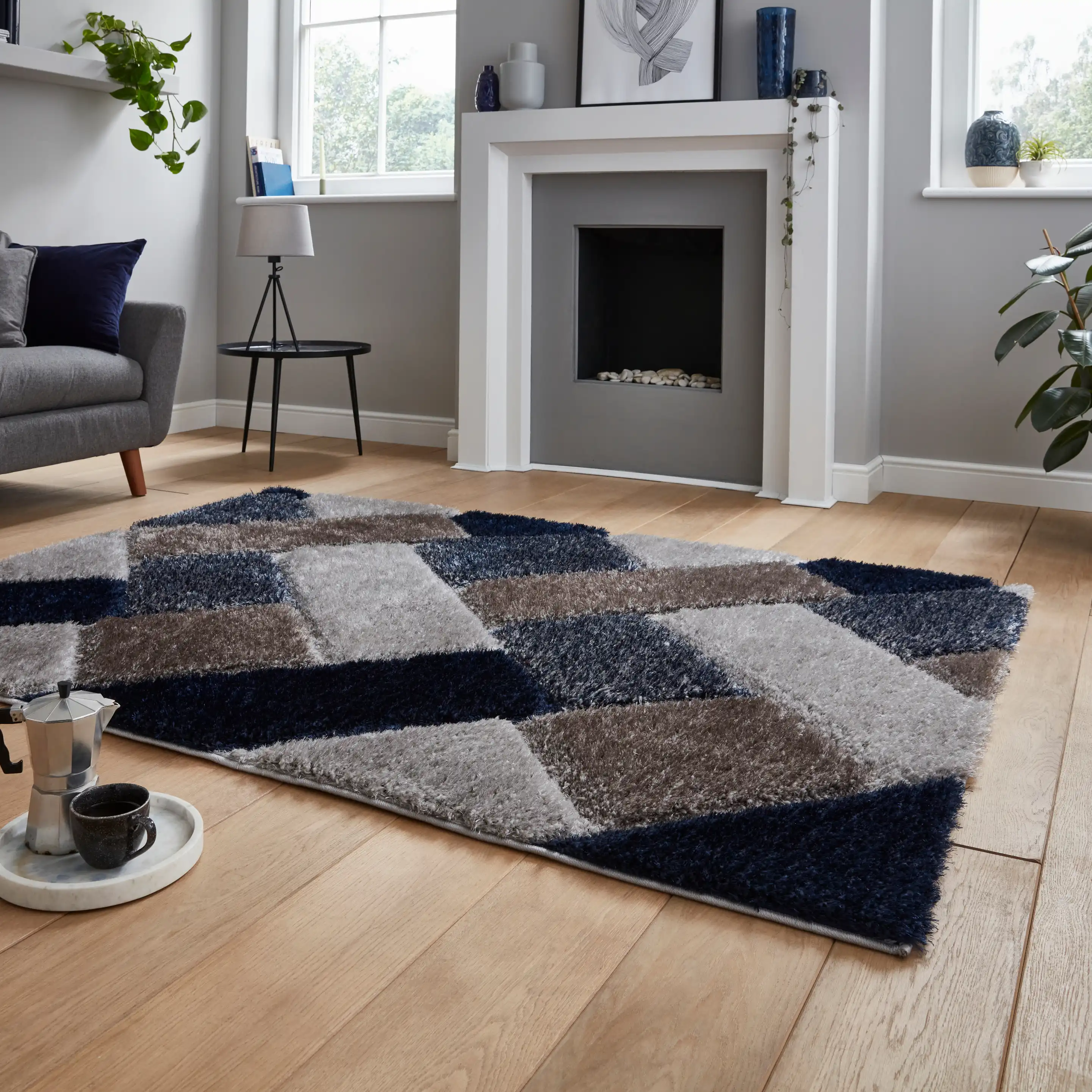 Olympia 2239 Grey Navy Rug - Image 4