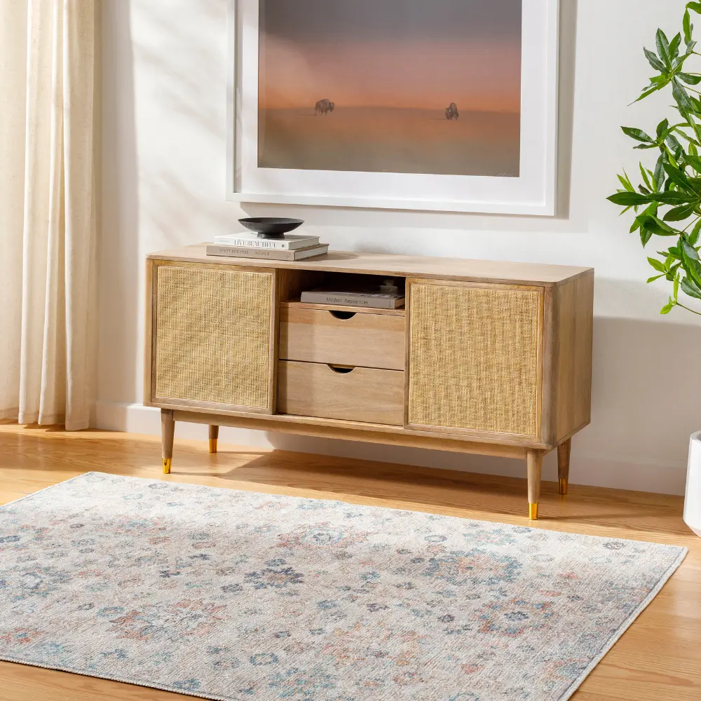 Olympic Our Pnw Home X Livabliss Vintage Oriental Boho Grey/Light Beige Rug - Image 2