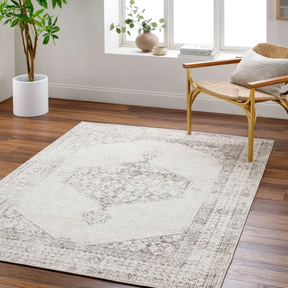 Olympic Our Pnw Home X Livabliss Vintage Oriental Boho Tan/Cream Rug - Image 2