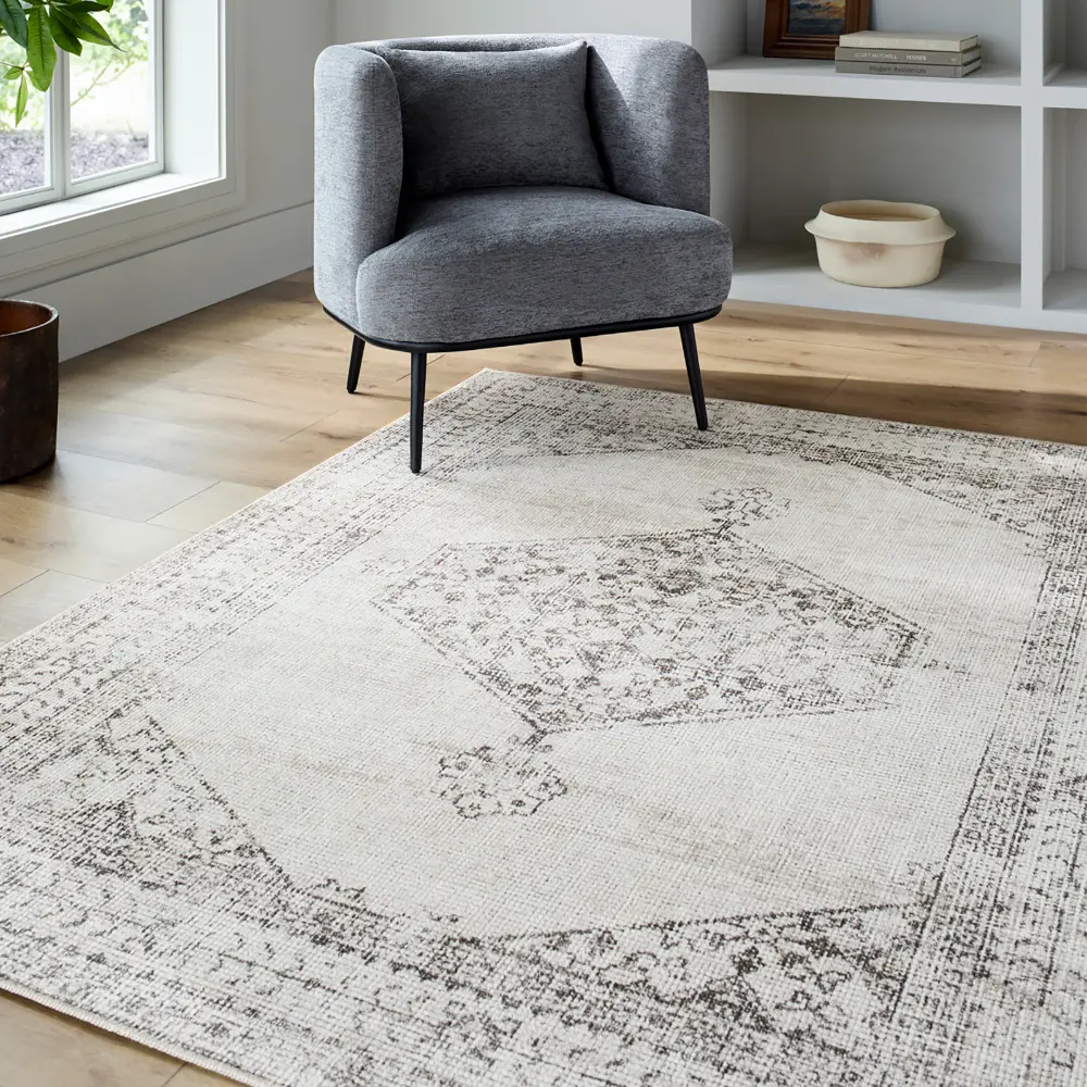 Olympic Our Pnw Home X Livabliss Vintage Oriental Boho Tan/Cream Rug - Image 3