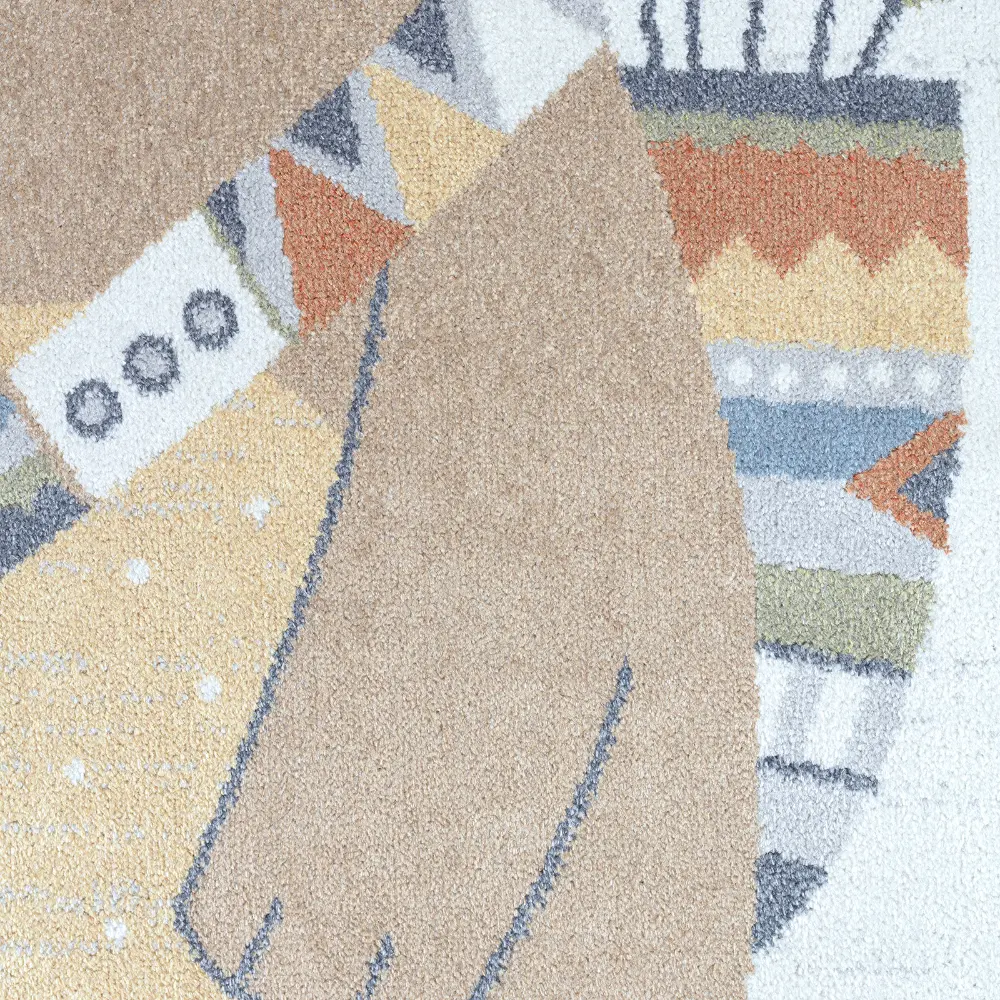 Oursigene Kids Machine Washable Beige/Brown Bedroom Rug - Image 11