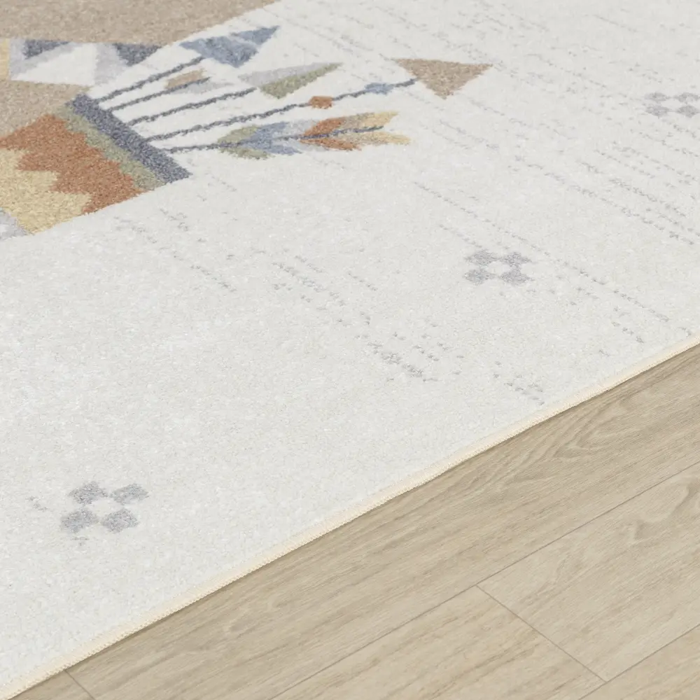 Oursigene Kids Machine Washable Beige/Brown Bedroom Rug - Image 12