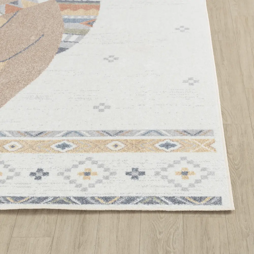 Oursigene Kids Machine Washable Beige/Brown Bedroom Rug - Image 8
