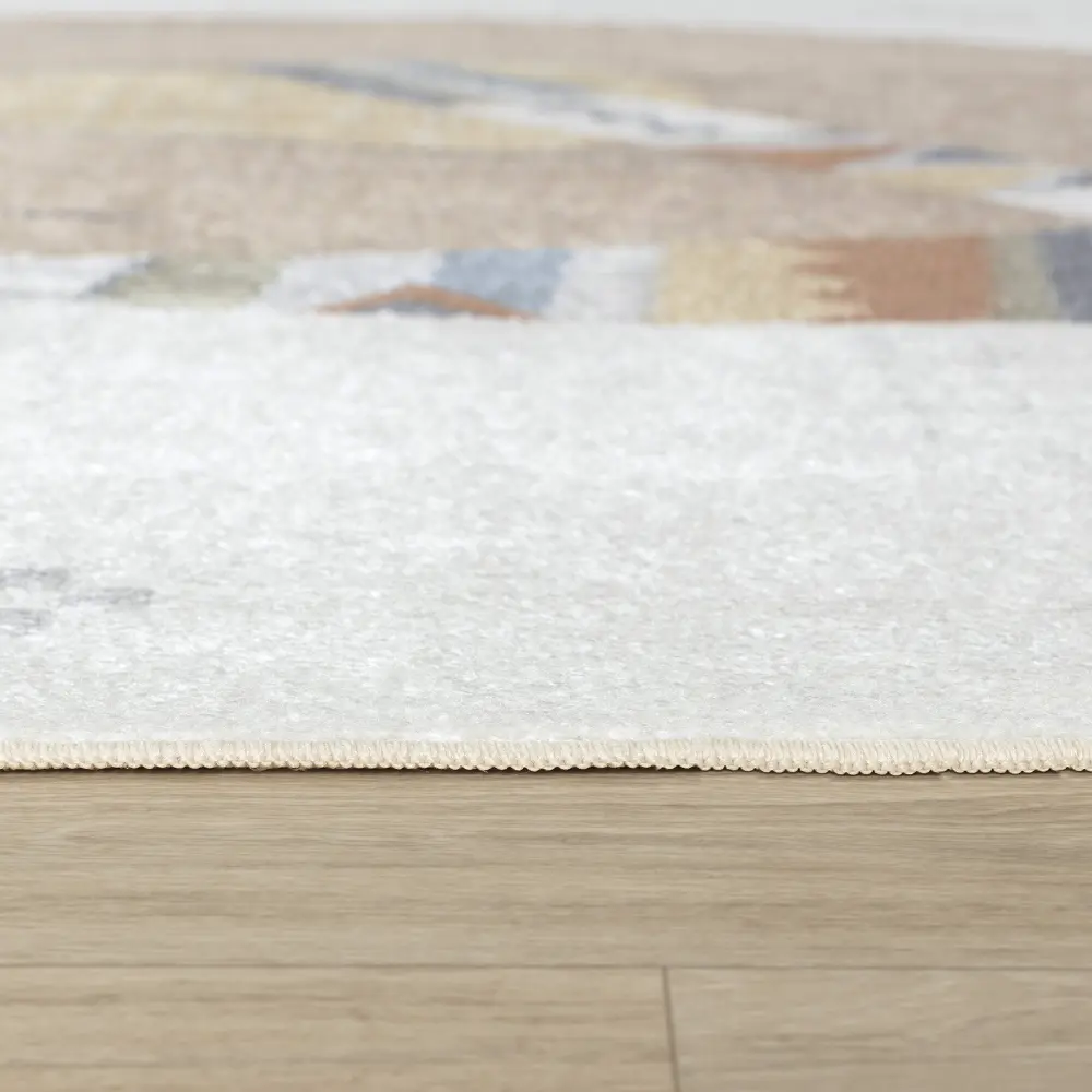 Oursigene Kids Machine Washable Beige/Brown Bedroom Rug - Image 9