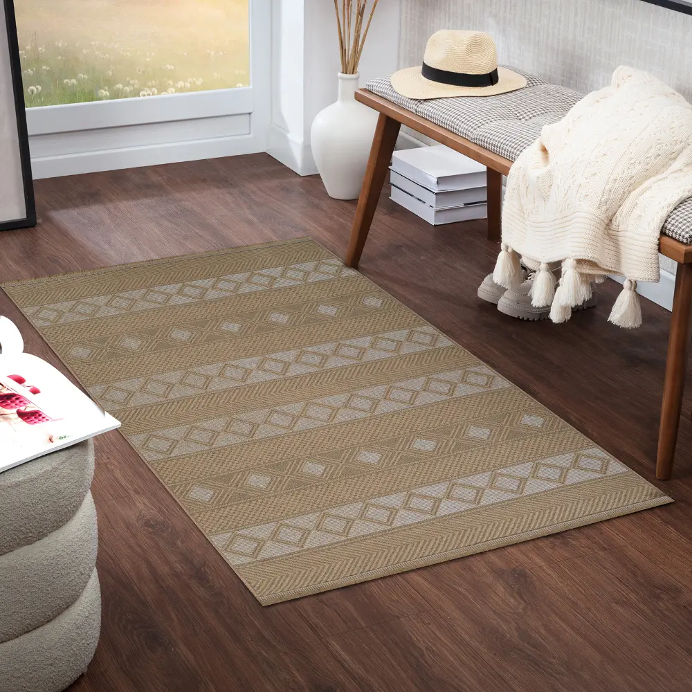Parita Cottage Tan/Cream Machine Washable Jute Rug - Image 2