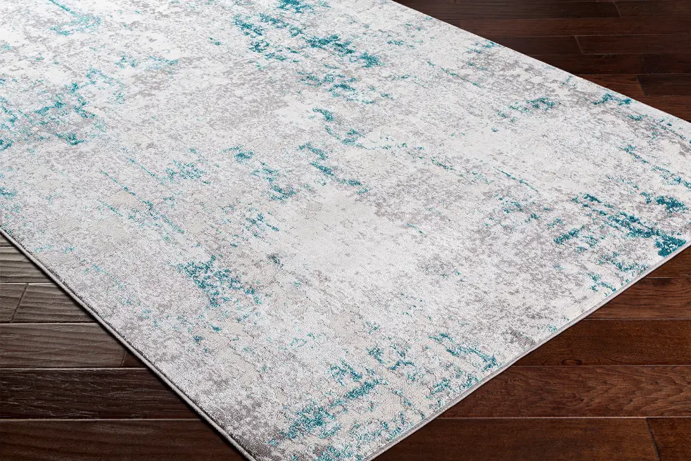 Parker Abstract Modern Marble Teal Rug - Image 3