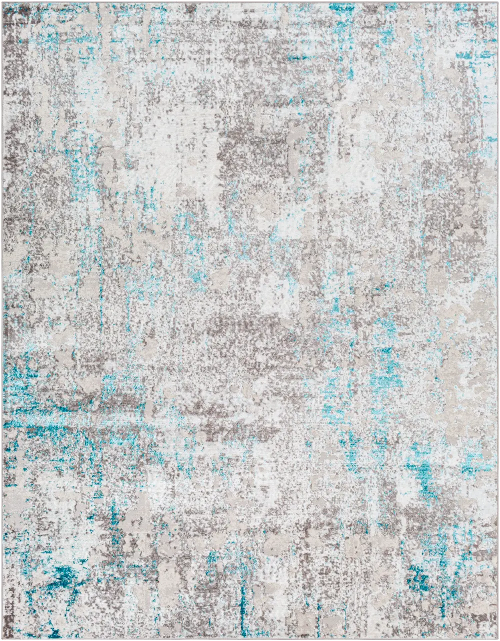 Parker Abstract Modern Marble Teal Rug - Image 4
