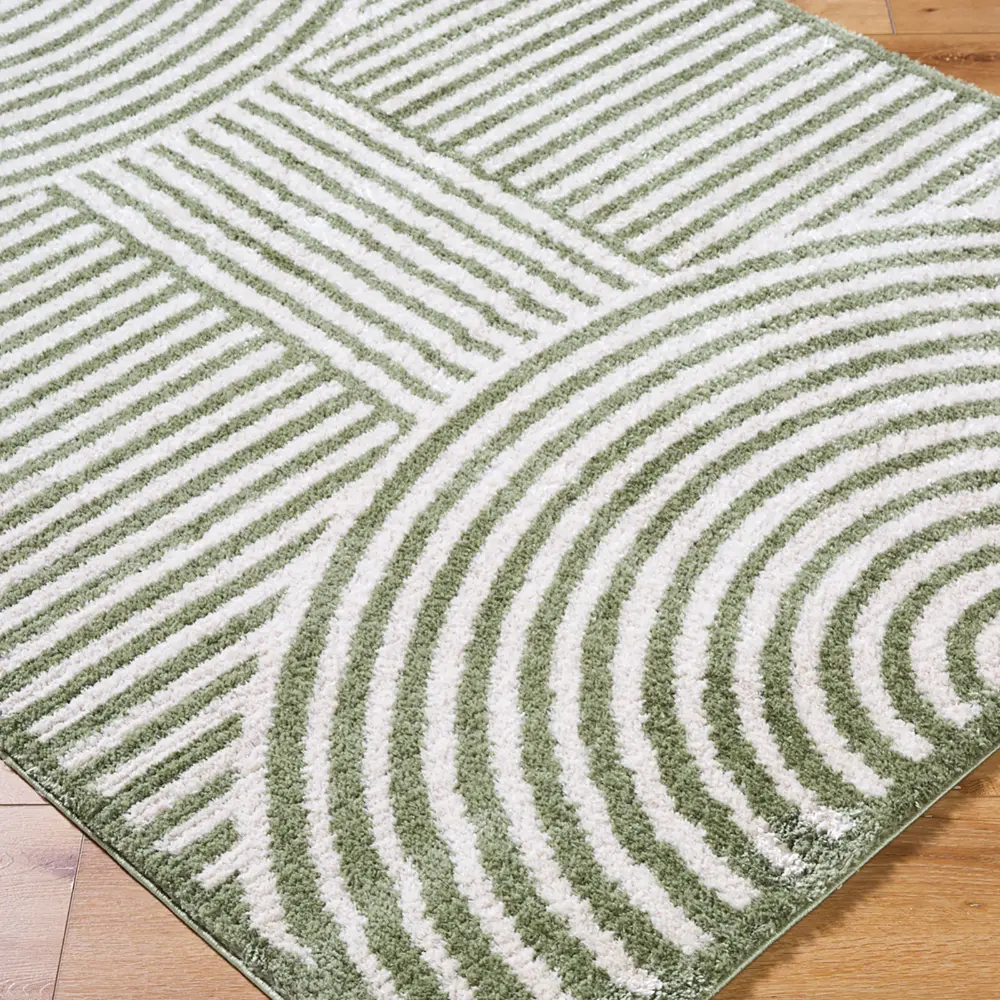 Pauline Machine Washable Modern Shaggy Grass Green Rug - Image 5