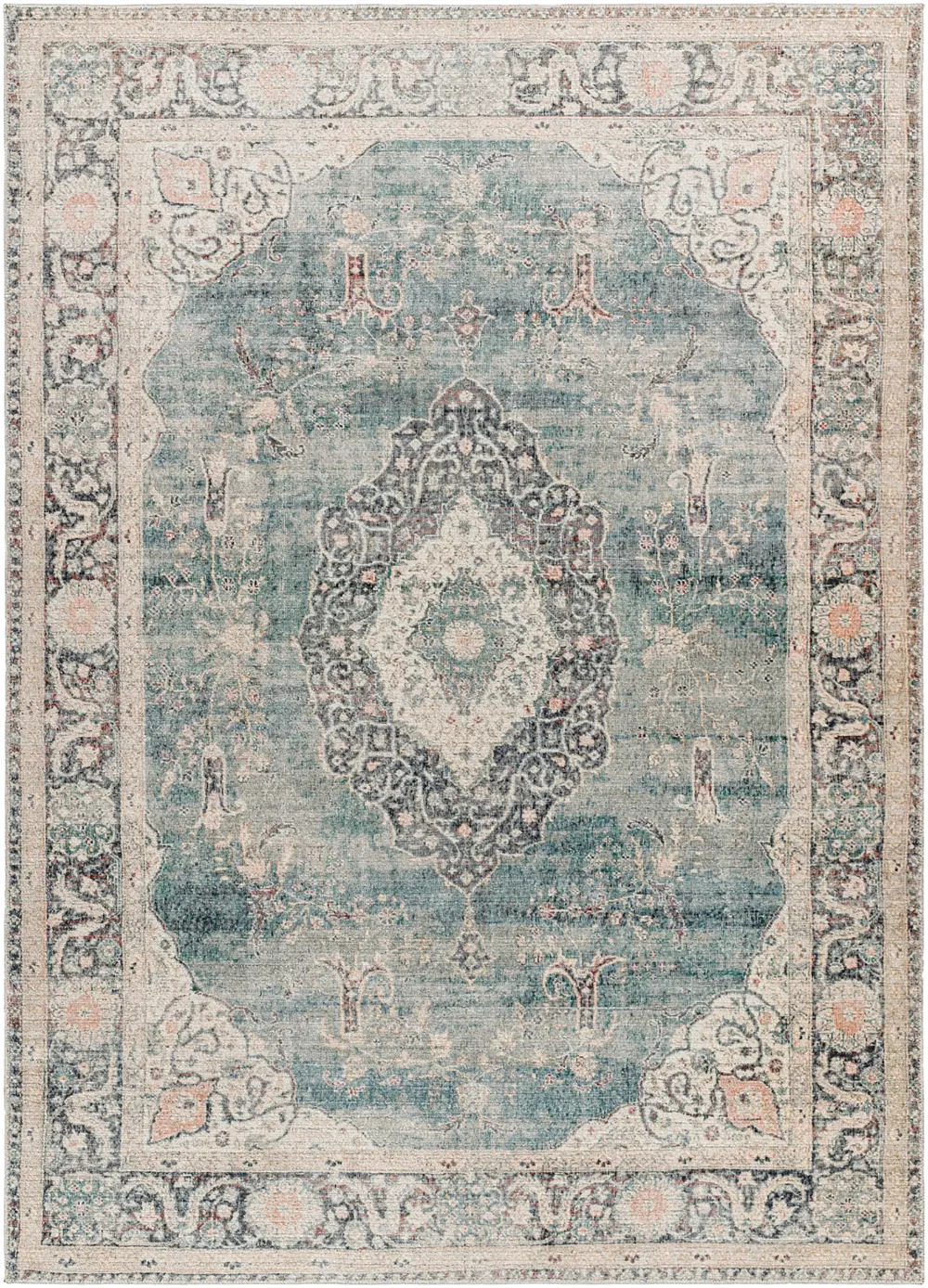 Marlene Becki Owens X Livabliss Vintage Oriental Boho Ivory/Slate Rug - Image 5