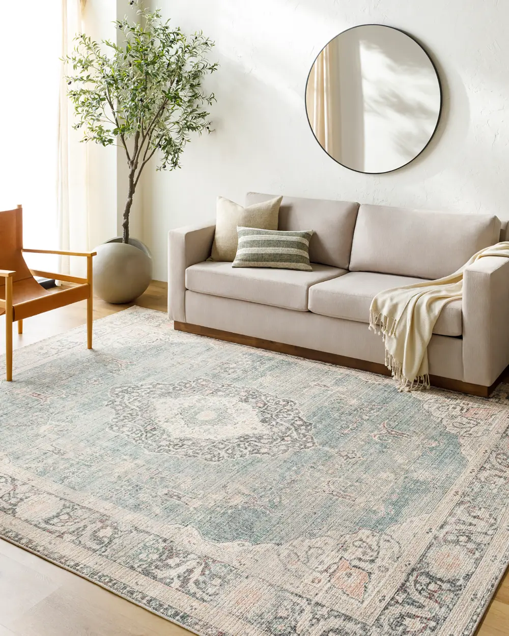 Marlene Becki Owens X Livabliss Vintage Oriental Boho Ivory/Slate Rug - Image 6