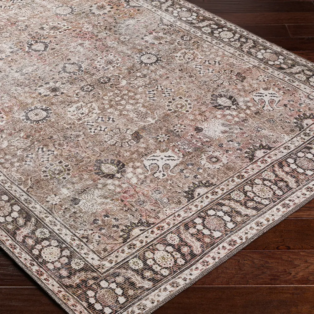 Peyton Machine Washable Traditionnal Boho Brown Rug - Image 13