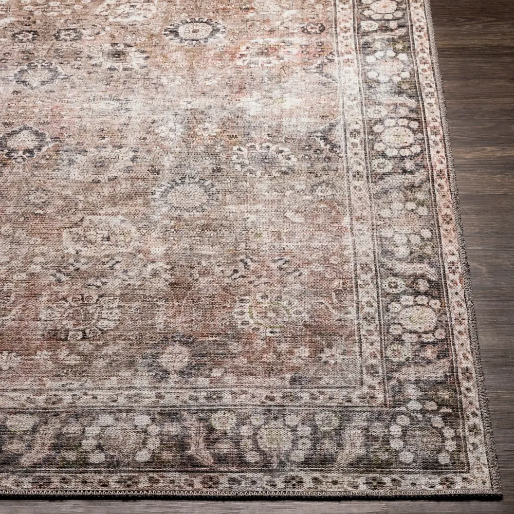 Peyton Machine Washable Traditionnal Boho Brown Rug - Image 2