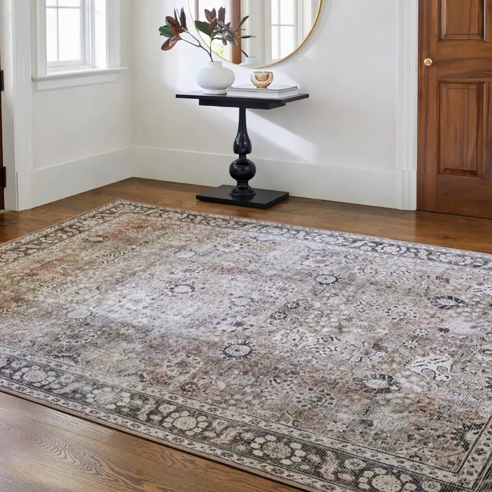 Peyton Machine Washable Traditionnal Boho Brown Rug - Image 5
