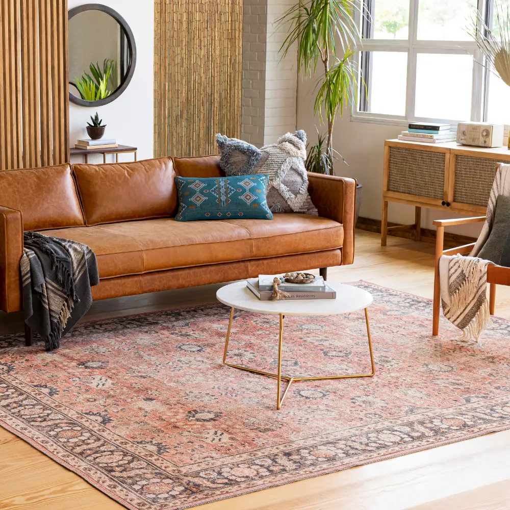 Peyton Machine Washable Traditionnal Boho Burnt Orange Rug - Image 3