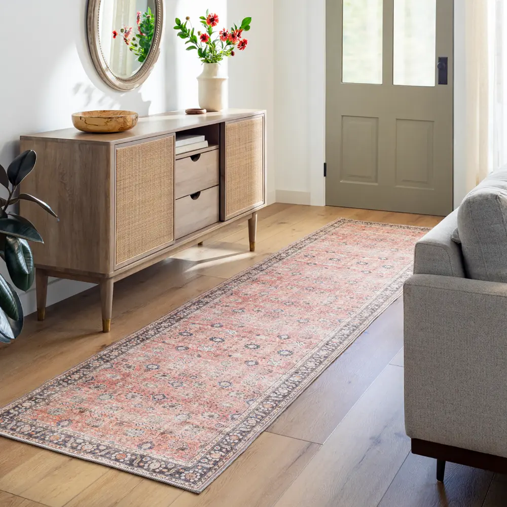 Peyton Machine Washable Traditionnal Boho Burnt Orange Rug - Image 6