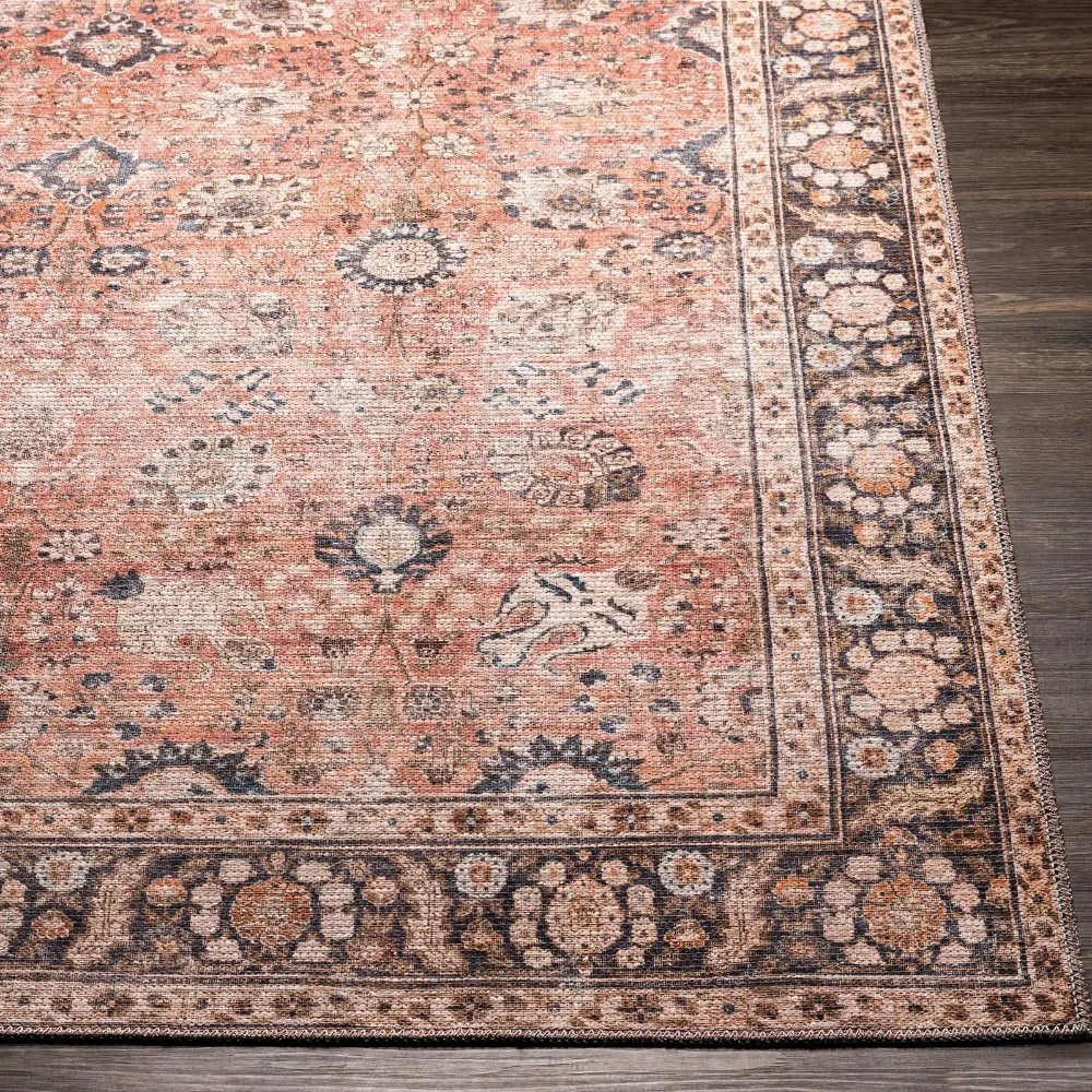 Peyton Machine Washable Traditionnal Boho Burnt Orange Rug - Image 7