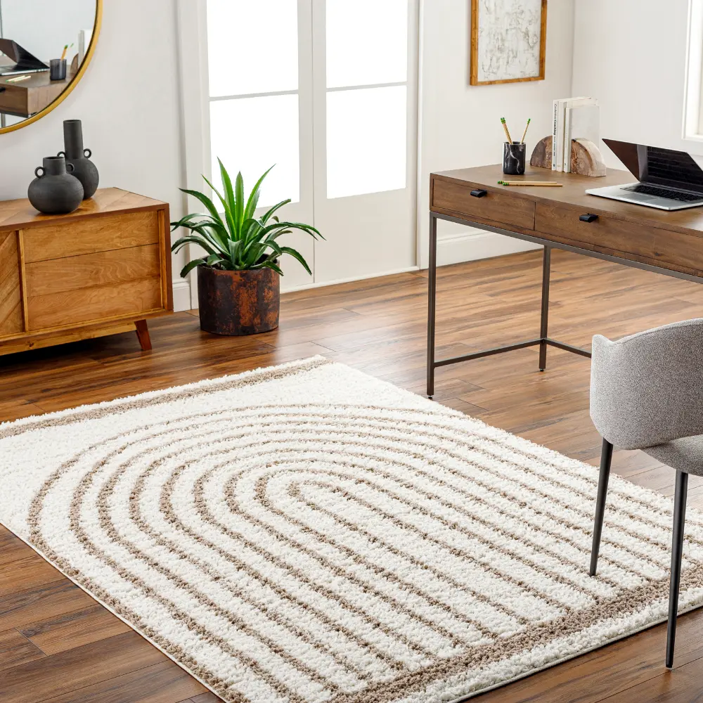 Pihu Shaggy Global Plush Pile Cream Rug - Image 2