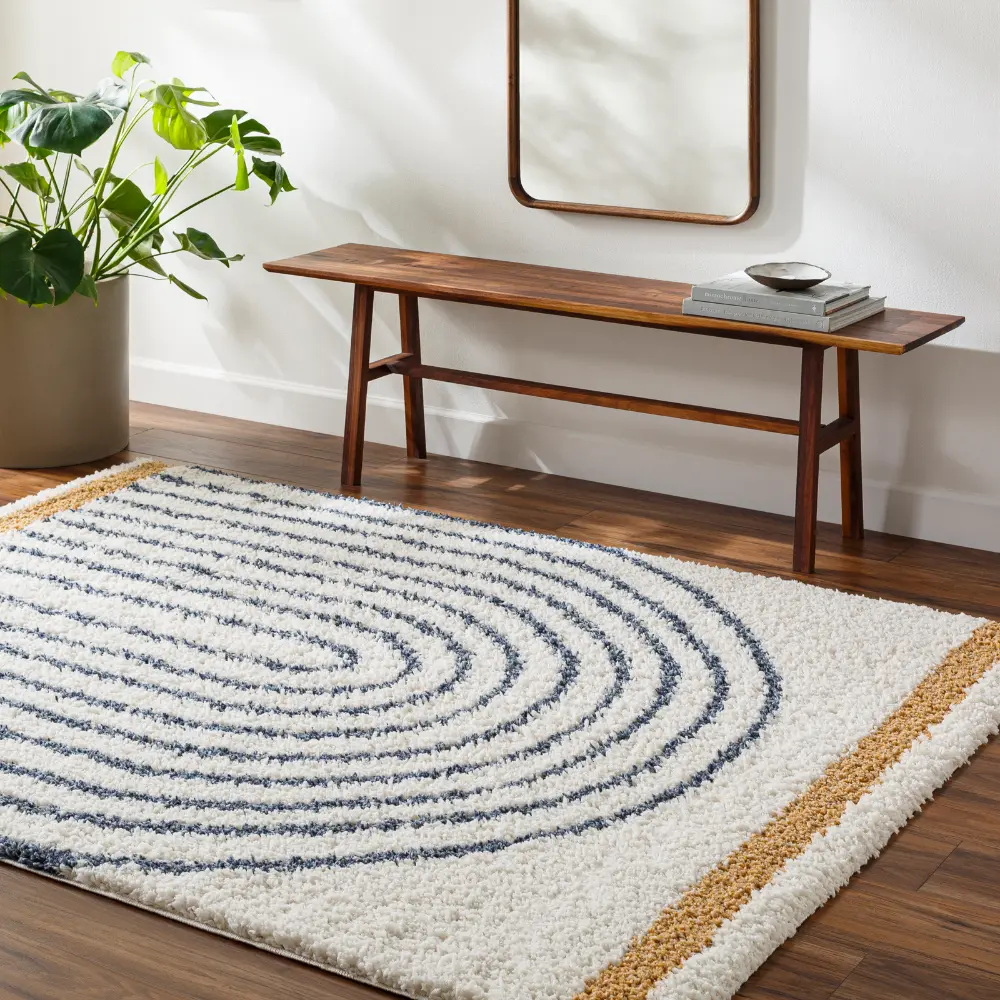 Pihu Shaggy Global Plush Pile Dark Blue Rug - Image 2