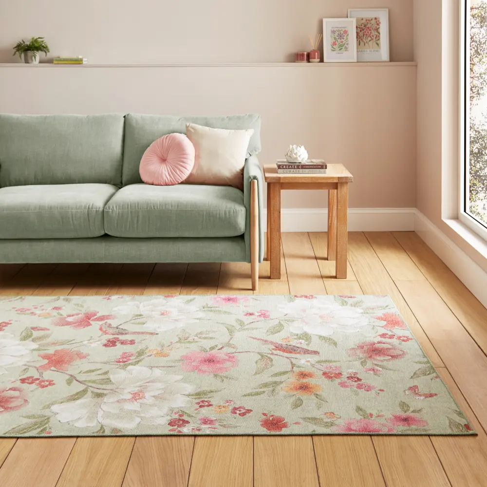 Catherine Lansfield Pippa Floral Sage Green - Washable - Image 2