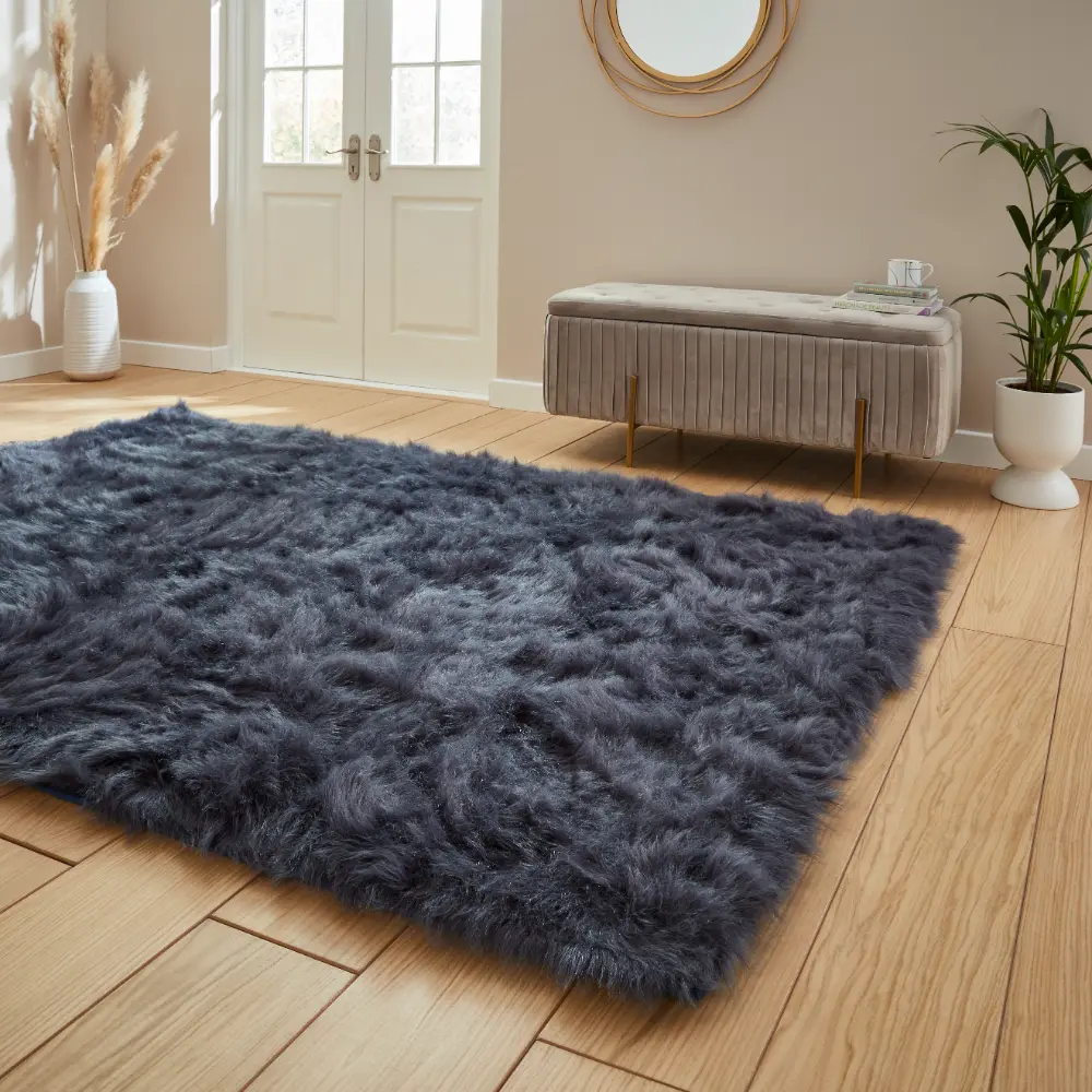 Polar Plush Navy Soft Shaggy Rug - Image 2