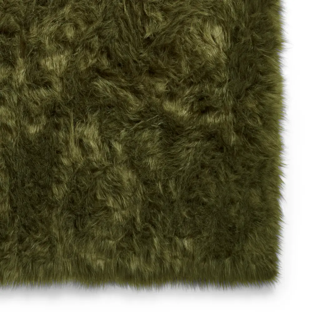 Polar Plush Olive Green Soft Shaggy Rug - Image 5